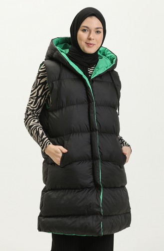 Two Color Puffer Vest 8004-05 Black Emerald Green 8004-05