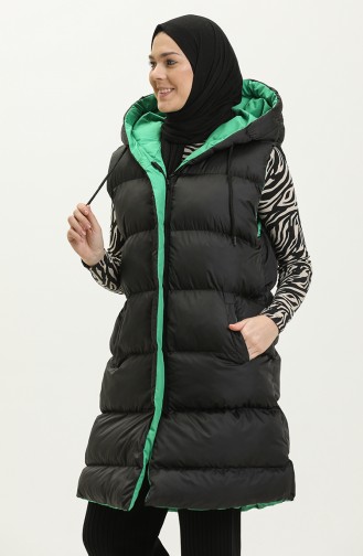 Two Color Puffer Vest 8004-05 Black Emerald Green 8004-05