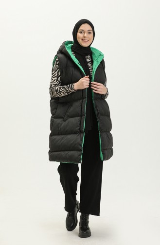 Two Color Puffer Vest 8004-05 Black Emerald Green 8004-05