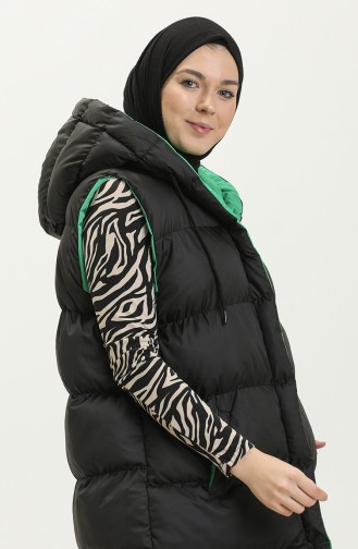 Two Color Puffer Vest 8004-05 Black Emerald Green 8004-05
