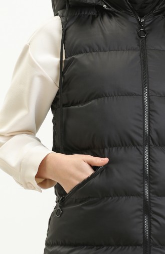 Fermuarlı Uzun Şişme Yelek 8005-01 Siyah