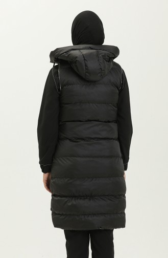 Long Puffer Vest 8005-02 Black Gray 8005-02