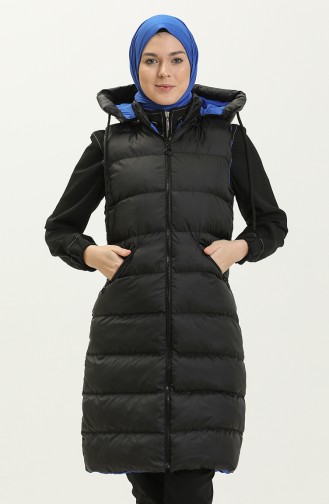 Long Puffer Vest 8005-07 Black Saxe 8005-07