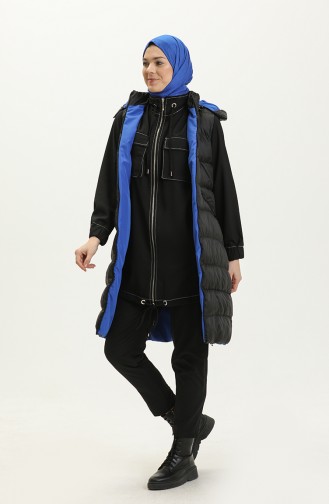 Long Puffer Vest 8005-07 Black Saxe 8005-07