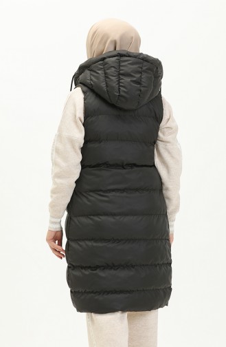 Gilet Matelassé Long à Fermeture 8005-09 Noir Vison 8005-09