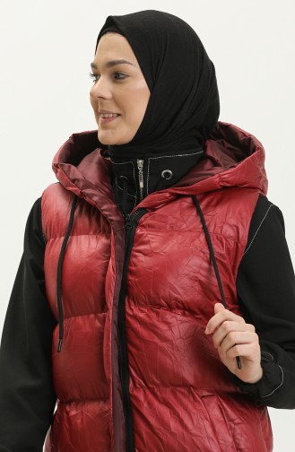 Kapüşonlu Şişme Yelek 8009-02 Bordo