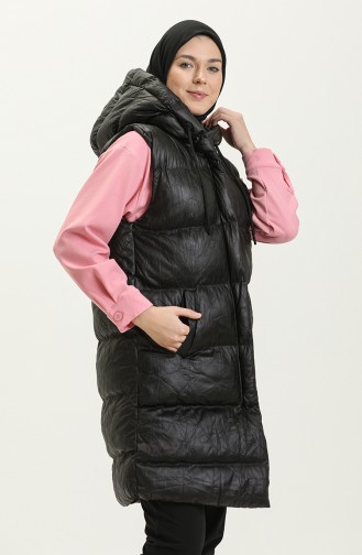 Gilet Matelassé à Capuche 8009-03 Noir 8009-03