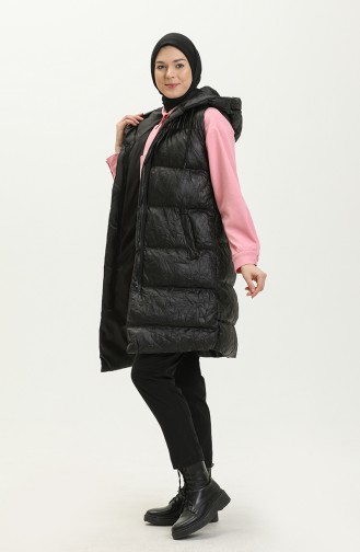 Gilet Matelassé à Capuche 8009-03 Noir 8009-03