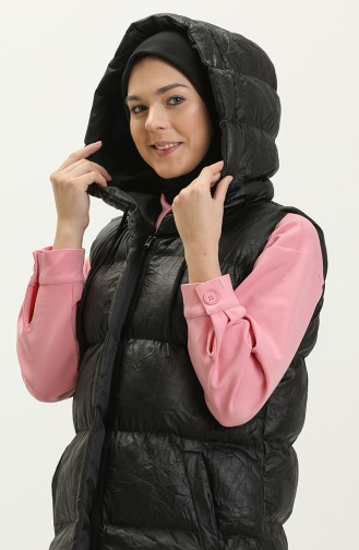 Gilet Matelassé à Capuche 8009-03 Noir 8009-03