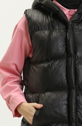 Gilet Matelassé à Capuche 8009-03 Noir 8009-03