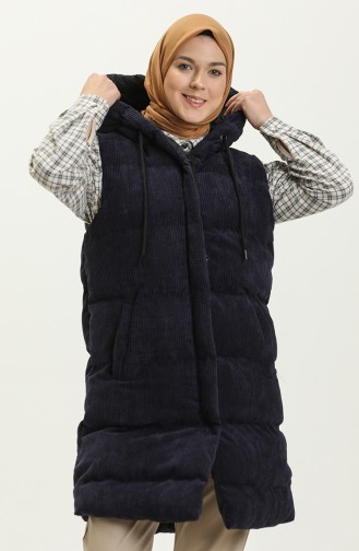 Hooded Corduroy Vest 8011-01 Dark Blue 8011-01