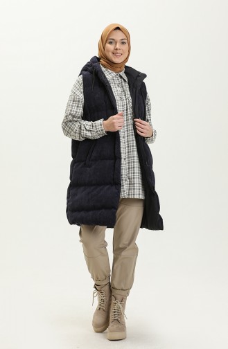 Hooded Corduroy Vest 8011-01 Dark Blue 8011-01