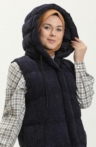 Hooded Corduroy Vest 8011-01 Dark Blue 8011-01