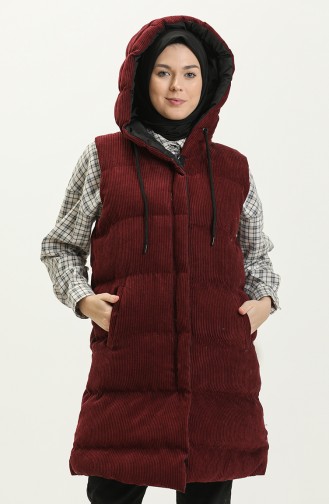 Hooded Corduroy Vest 8011-02 Claret Red 8011-02