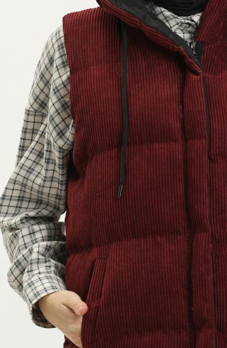 Hooded Corduroy Vest 8011-02 Claret Red 8011-02