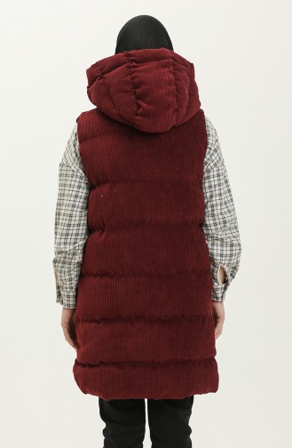 Hooded Corduroy Vest 8011-02 Claret Red 8011-02