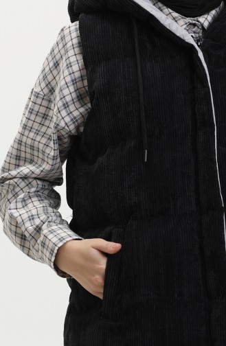 Gilet à Capuche en Velours 8011-03 Noir Gris 8011-03