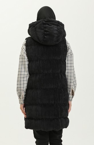 Hooded Corduroy Vest 8011-03 Black Gray 8011-03