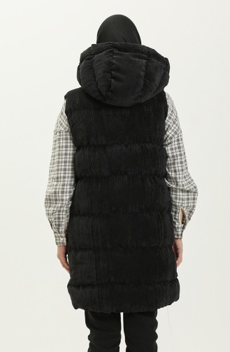 Gilet à Capuche en Velours 8011-04 Noir 8011-04
