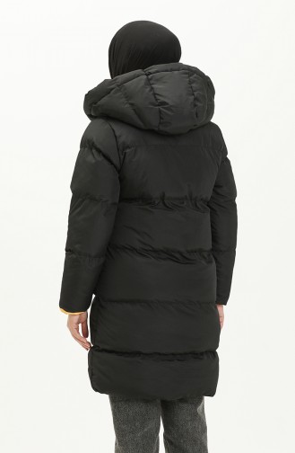 Hooded Puffer Coat 8007-07 Black Yellow 8007-07