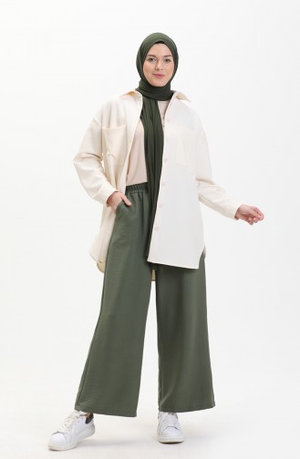 Oyya Pantalon Large à Taille Élastique 228439A-05 Khaki 228439A-05