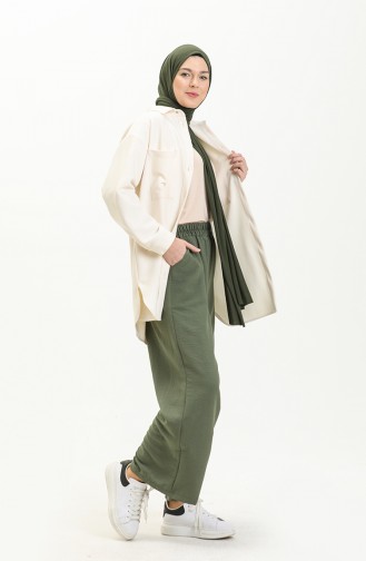 Oyya Pantalon Large à Taille Élastique 228439A-05 Khaki 228439A-05