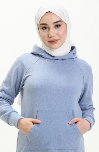 Kapşonlu Tunik Takim 0130-09 Açık Mavi