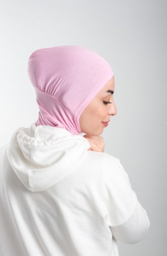 Pembe Pratik Hazır Geçmeli Tesettür Bone Sandy Kumaş Spor Hijab 2113 04
