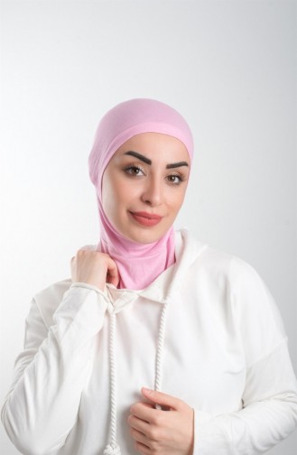 Pembe Pratik Hazır Geçmeli Tesettür Bone Sandy Kumaş Spor Hijab 2113 04