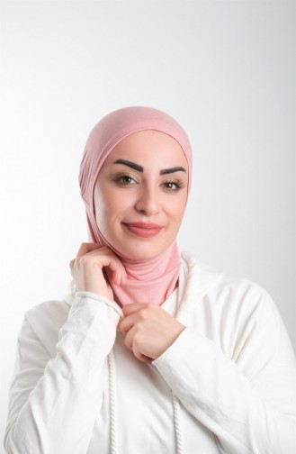 Pudra Pratik Hazır Geçmeli Tesettür Bone Sandy Kumaş Spor Hijab 2113 06