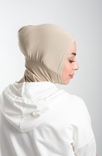 Bej Pratik Hazır Geçmeli Tesettür Bone Sandy Kumaş Spor Hijab 2113 12