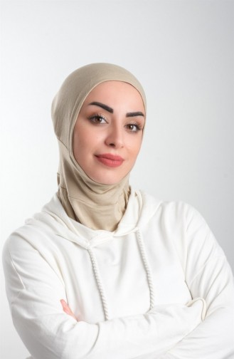 Bej Pratik Hazır Geçmeli Tesettür Bone Sandy Kumaş Spor Hijab 2113 12