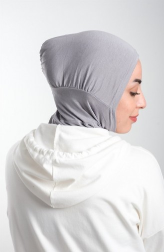 Gri Pratik Hazır Geçmeli Tesettür Bone Sandy Kumaş Spor Hijab 2113 15