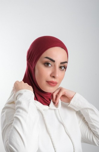Bordo Pratik Hazır Geçmeli Tesettür Bone Sandy Kumaş Spor Hijab 2113 16