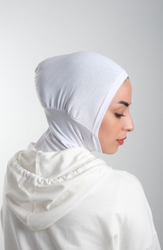 Beyaz Pratik Hazır Geçmeli Tesettür Bone Sandy Kumaş Spor Hijab 2113 42