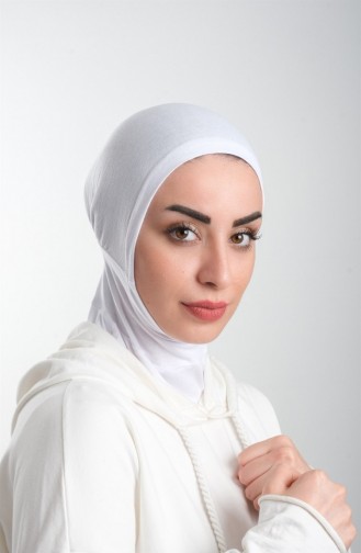 Beyaz Pratik Hazır Geçmeli Tesettür Bone Sandy Kumaş Spor Hijab 2113 42