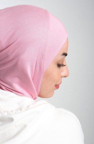 Pembe Pratik Hazır Geçmeli Tesettür Bone Sandy Kumaş Lüks Hijab 2115 04