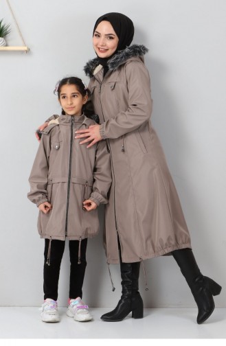Püskül Detaylı Çocuk Mont Bej 10302