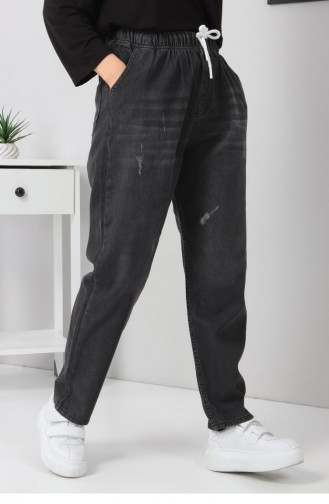 Elastic Waist Boyfriend Jeans Trousers Smoked 5998 12939