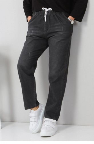 Elastic Waist Boyfriend Jeans Trousers Smoked 5998 12939