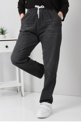 Elastic Waist Boyfriend Jeans Trousers Smoked 5998 12939