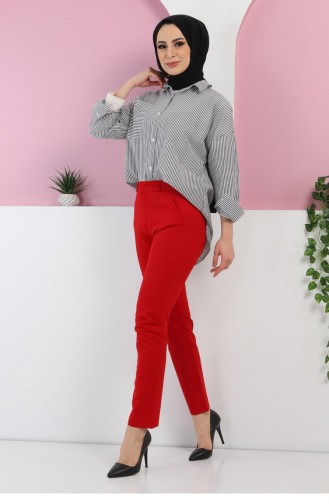 Dar Paça Pantolon Kırmızı 6023