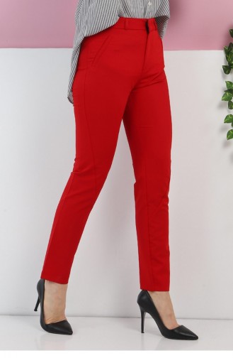 Dar Paça Pantolon Kırmızı 6023