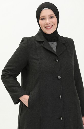 Manteau Cachet Boutonné Grande Taille 0176-04 Fumé 0176-04