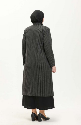 Große Größe Jacquard gestreifte Cape mit Richterkragen 0352-01 Grau 0352-01