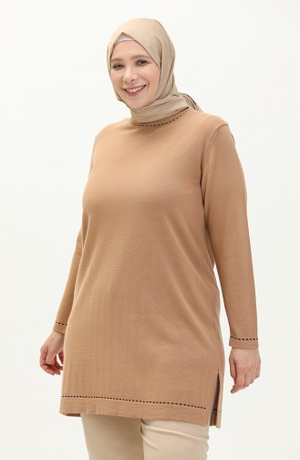 Plus Size Sweater 2033-04 Milk Coffee 2033-04