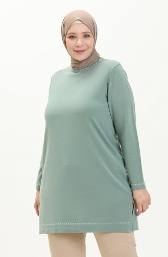 Pull en Tricot Grande Taille 2033-08 Vert Noisette 2033-08