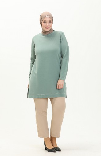 Pull en Tricot Grande Taille 2033-08 Vert Noisette 2033-08