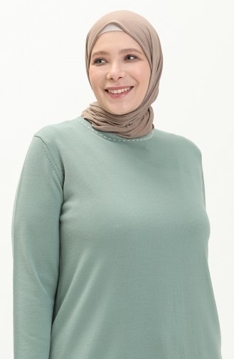 كنزة تريكو مقاس كبير -2033-08 أخضر مينت 2033-08