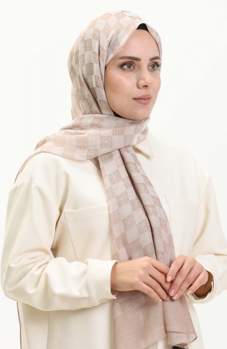Kare Desen Şal 70224-06 Sütlü kahve